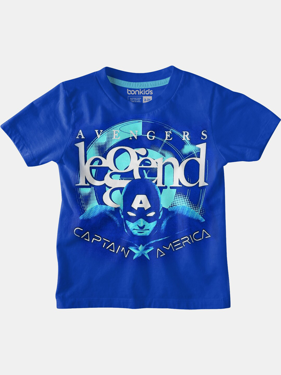 

BONKIDS Boys Typography Printed Cotton T-shirt, Blue