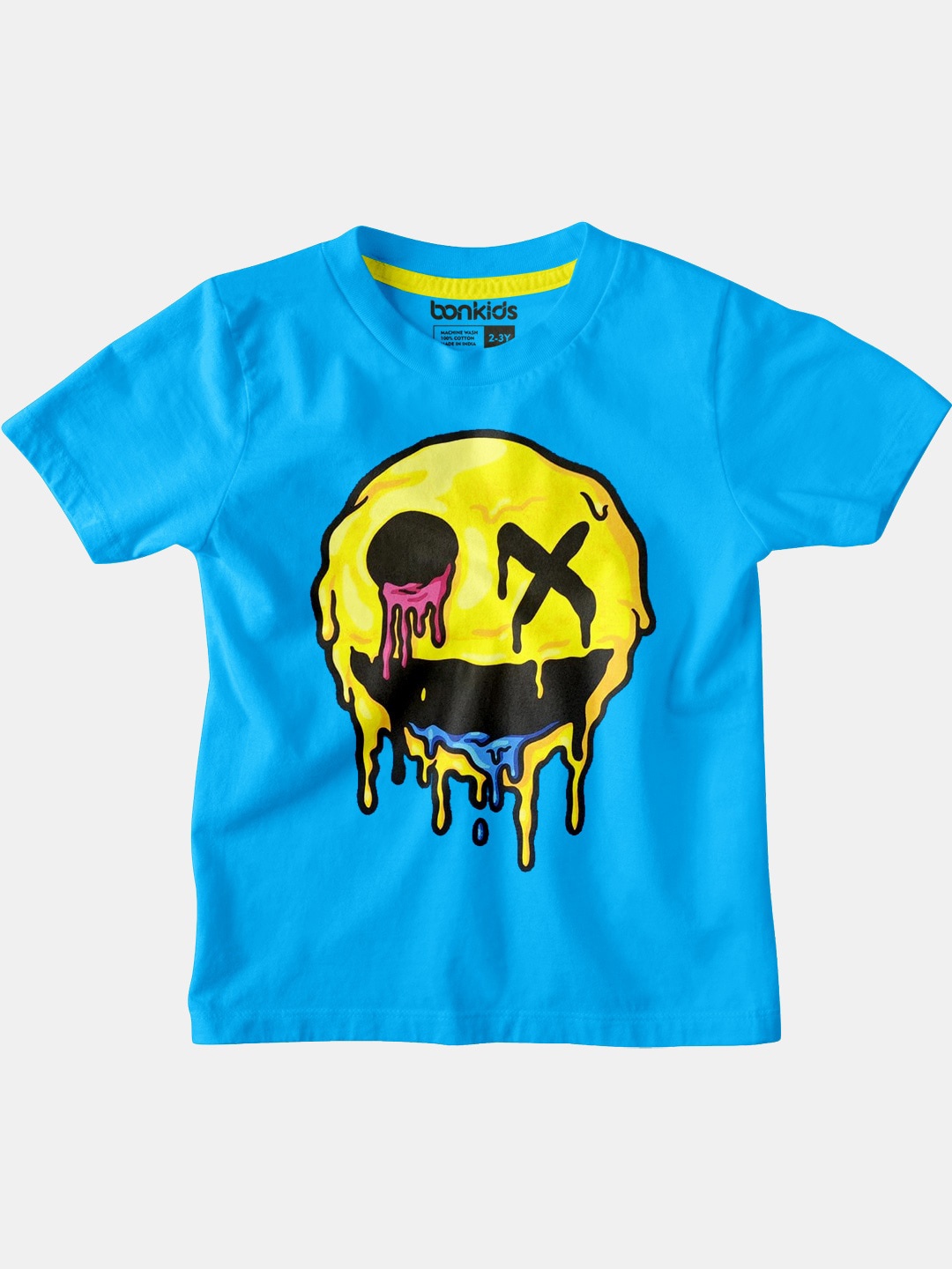

BONKIDS Boys Conversational Printed Cotton T-shirt, Turquoise blue