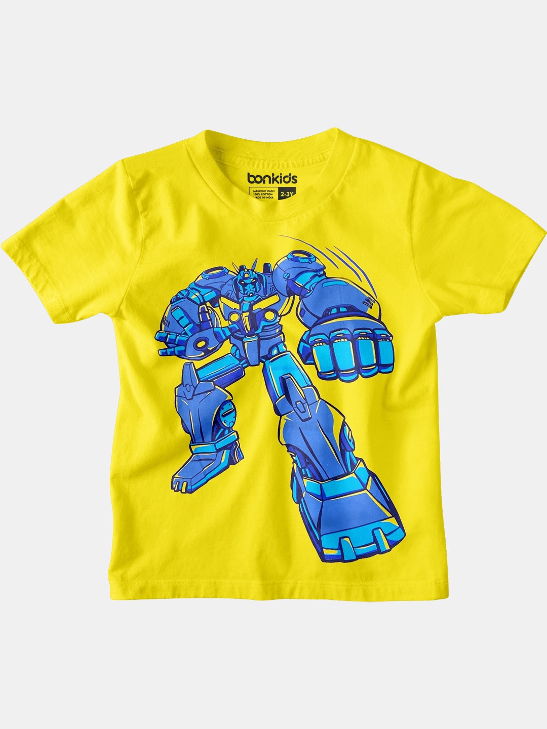 

BONKIDS Boys Printed Cotton T-shirt, Yellow