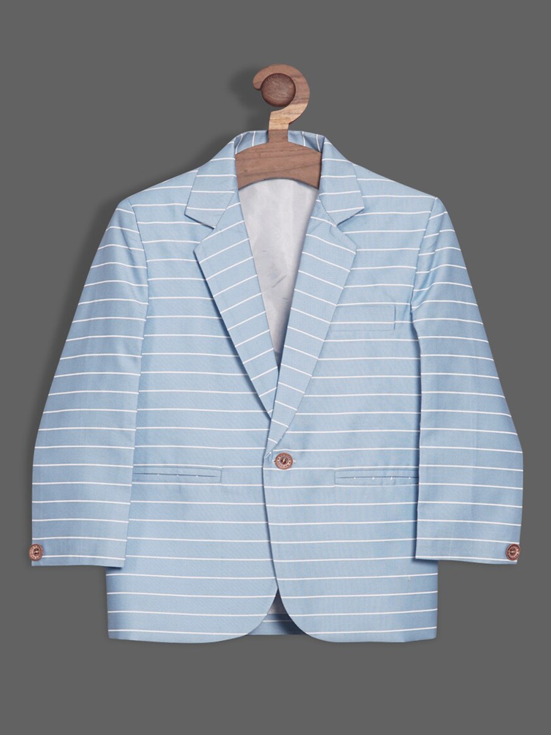 

RIKIDOOS Boys Striped Cotton Single-Breasted Smart-Fit Blazer, Blue