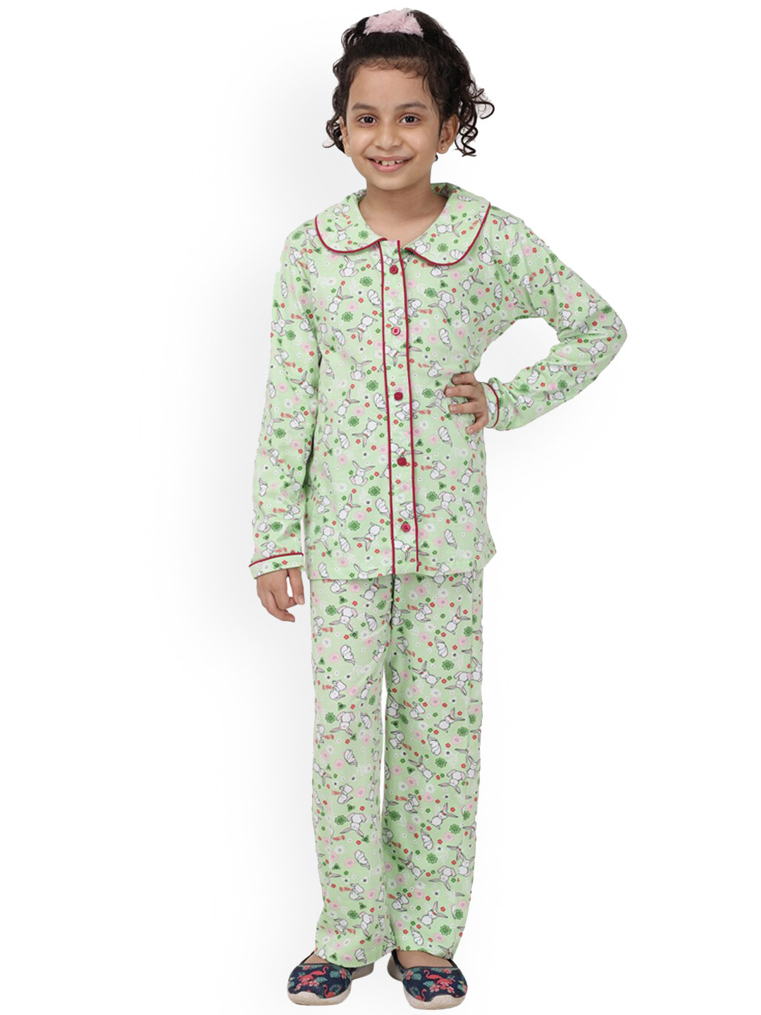 

Ninos Dreams Girls Conversational Printed Night Suit, Green