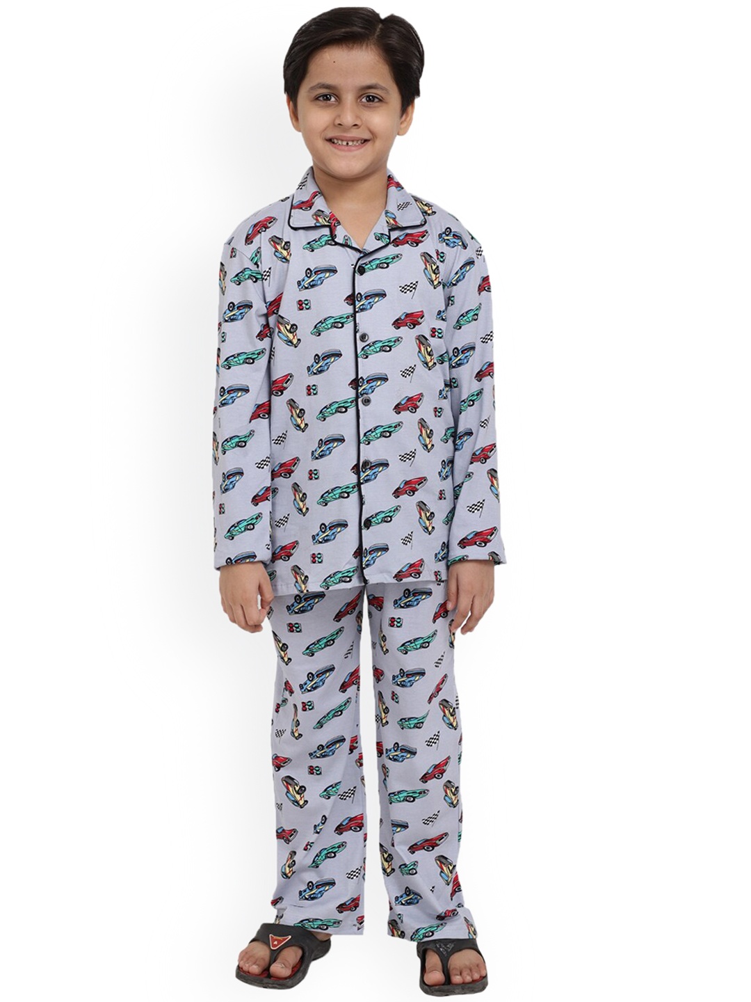 

Ninos Dreams Boys Conversational Printed Night Suit, Grey