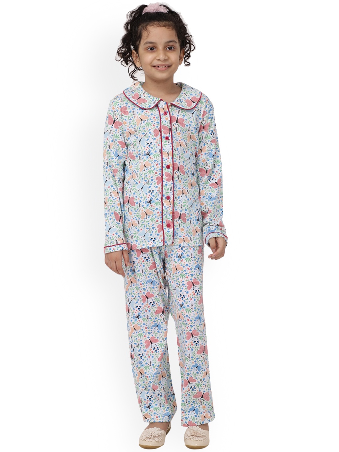 

Ninos Dreams Girls Conversational Printed Night Suit, White