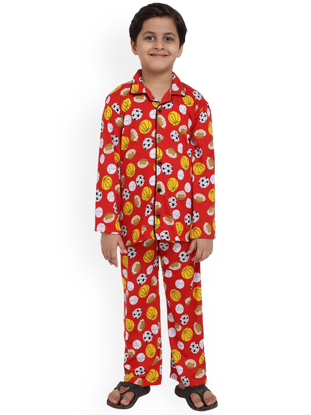 

Ninos Dreams Boys Conversational Printed Night Suit, Red