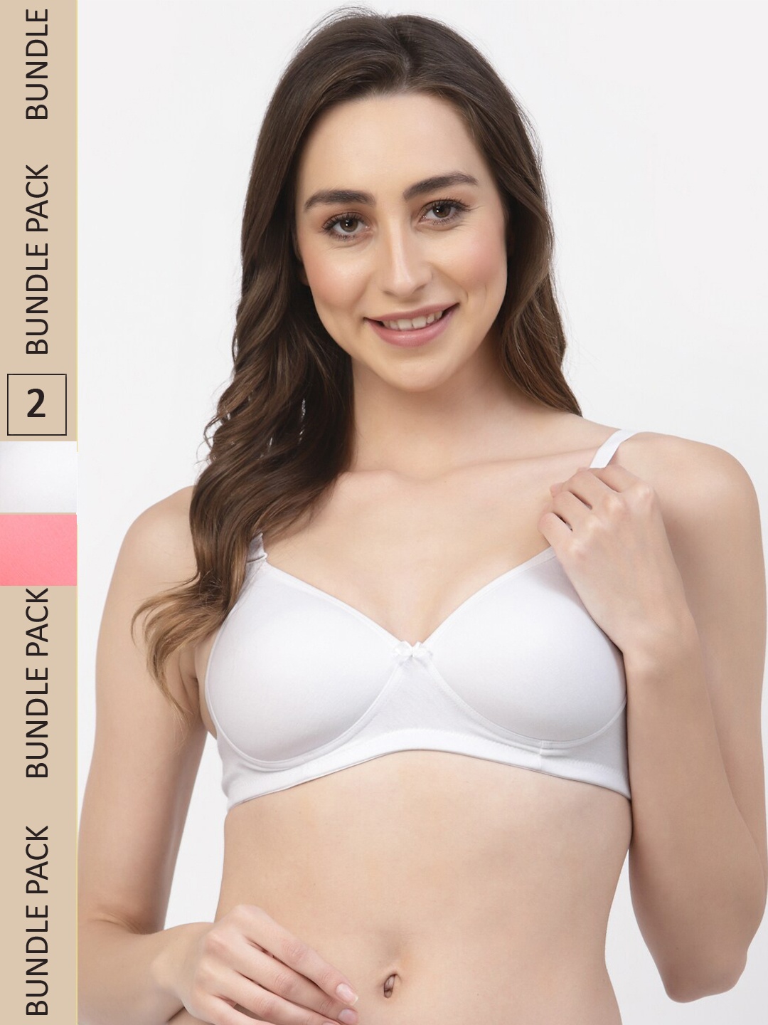 

Floret Pack of 2 Lightly Padded Non-Wired Seamless All Day Comfort Push-Up Bra, White