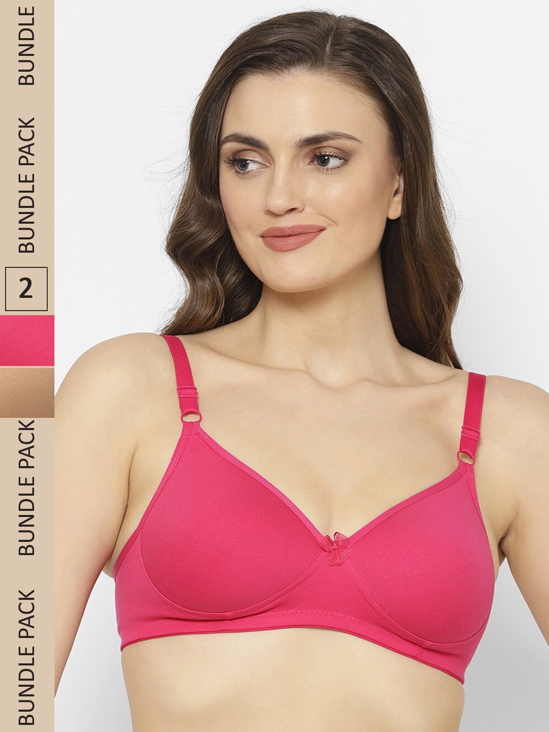 

Floret Pack Of 2 Lightly Padded Non-Wired All Day Comfort Seamless Push-Up Bra, Fuchsia