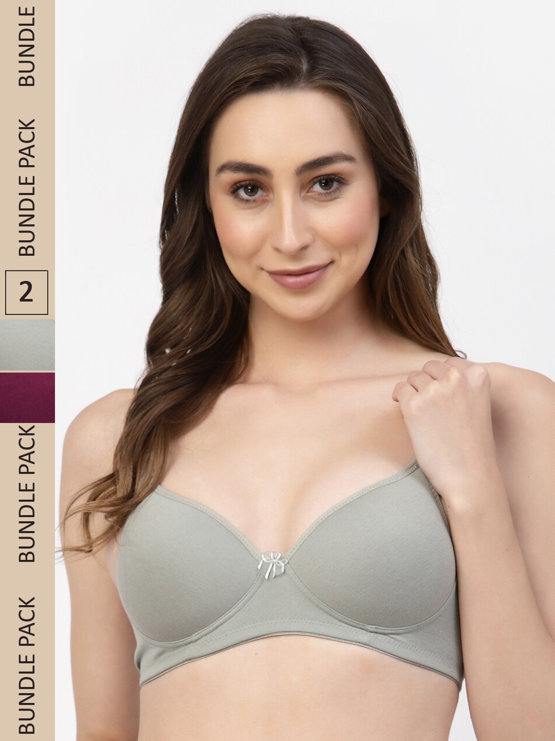 

Floret Pack of 2 Heavily Padded Non-Wired Seamless Push-Up Bra, Sea green