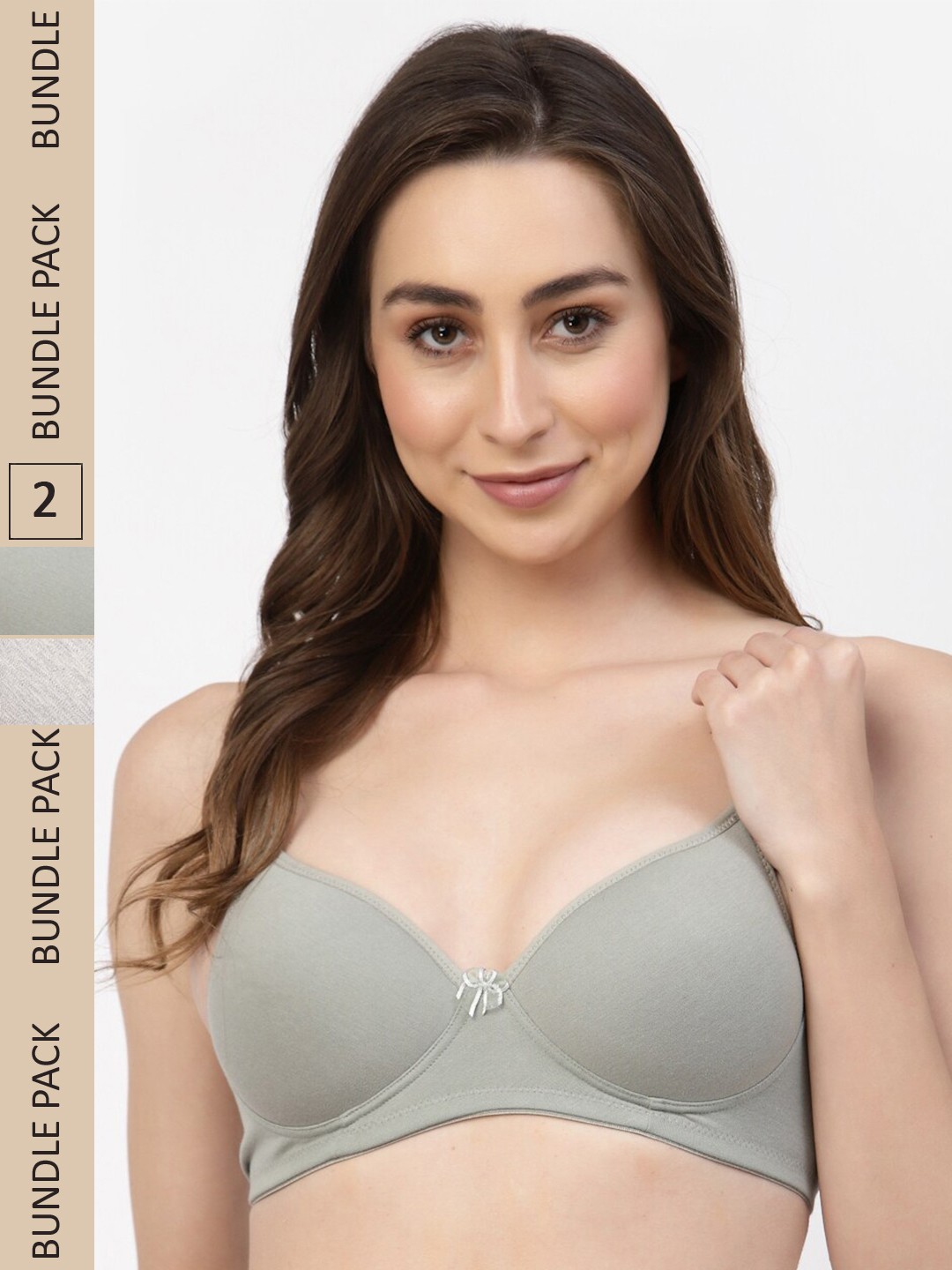 

Floret Pack of 2 Heavily Padded Medium-Coverage Non-Wired Seamless Push-Up Bra, Sea green