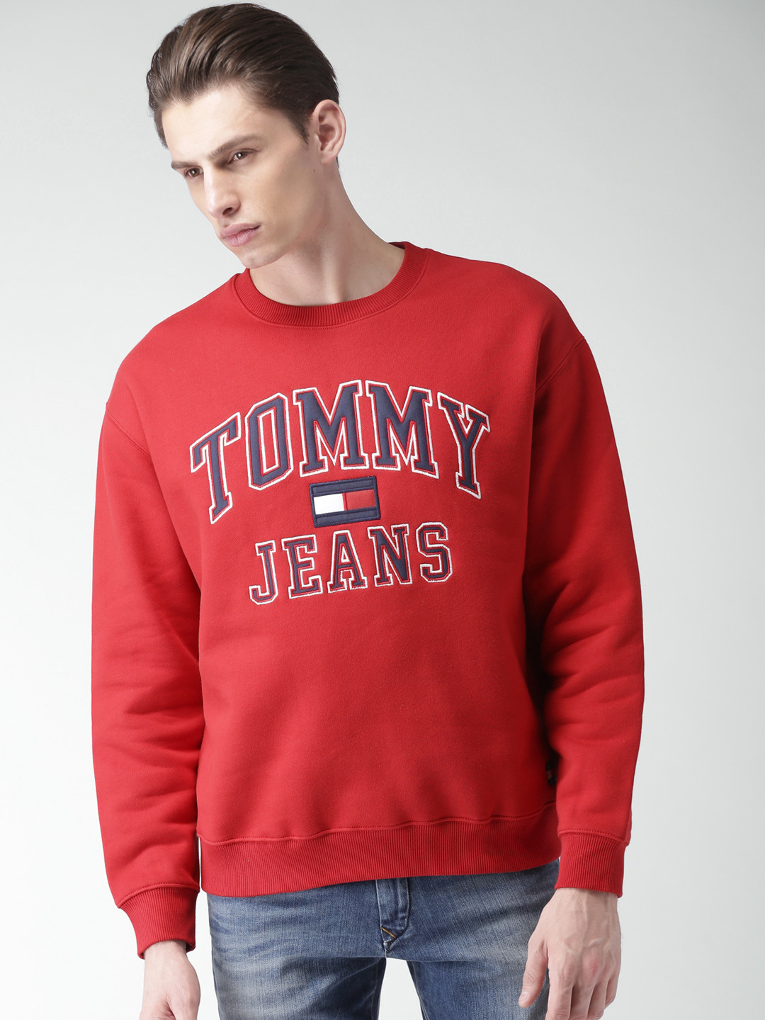 

Tommy Hilfiger Men Red Self Design Sweatshirt
