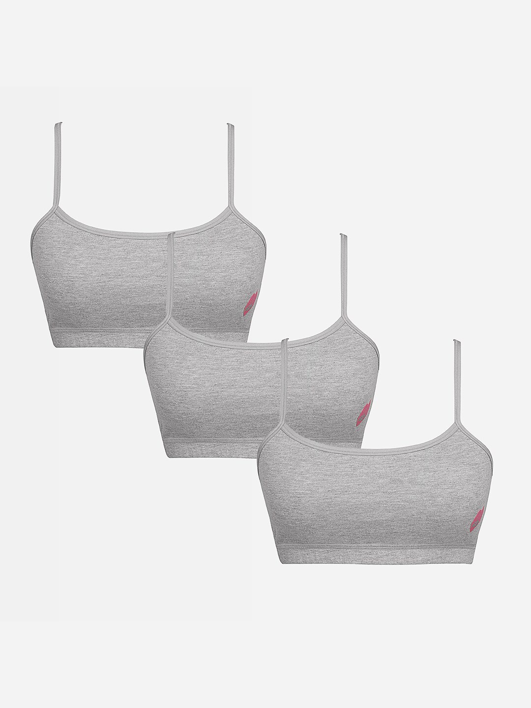 

Sillysally Pack of 3 Non Padded Begginers Bra, Grey melange