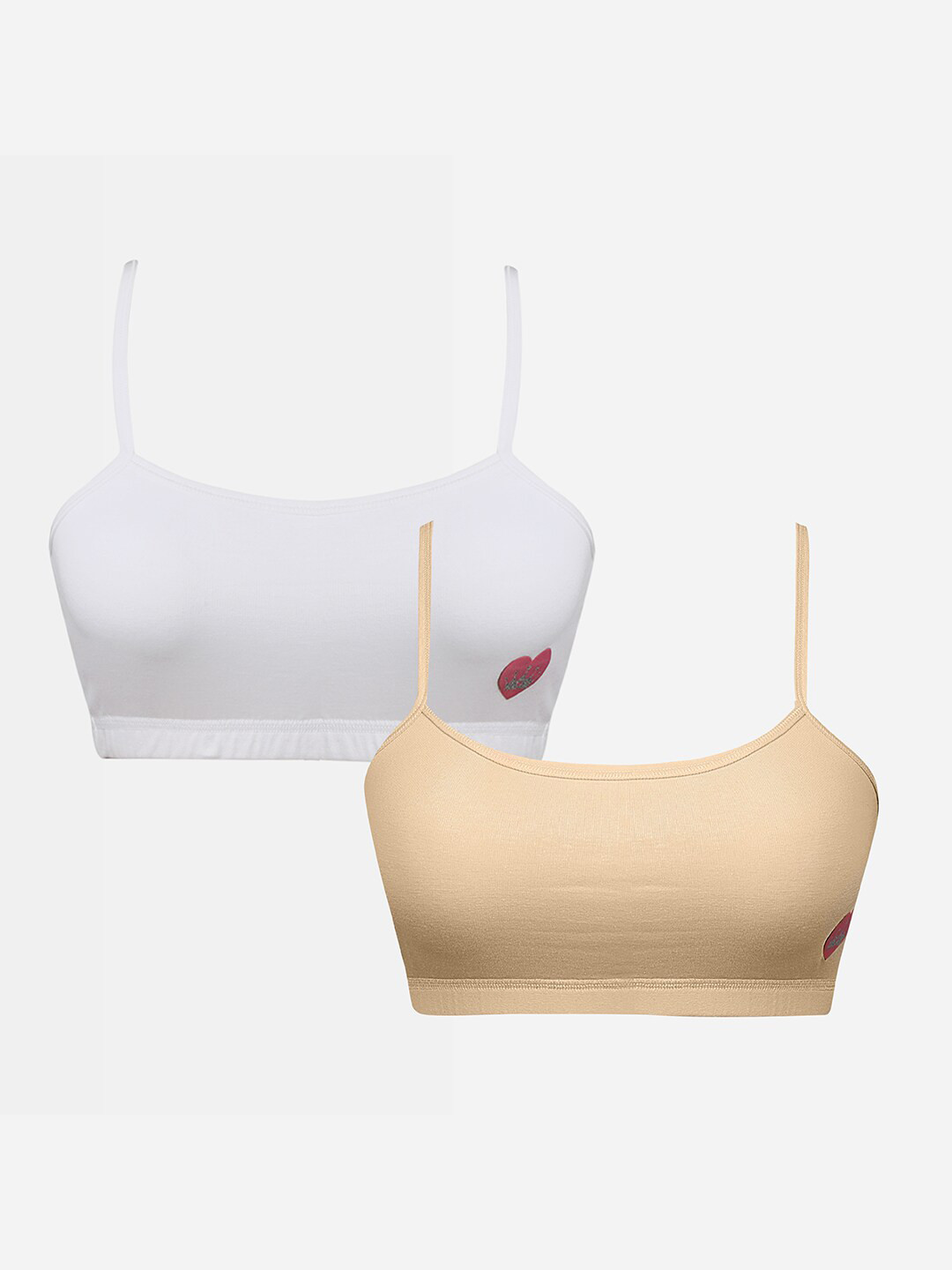 

Sillysally Girls Pack of 2 Seamless Double Layer All Day Comfort Beginners Sports Bra, White