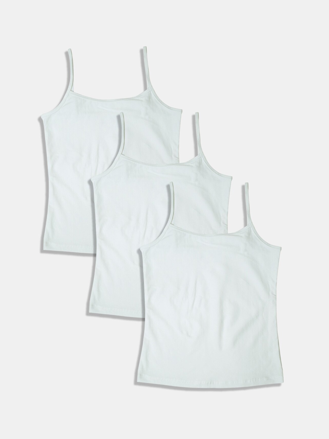 

Sillysally Girls Pack Of 3 Non Padded Adjustable Straps Camisoles, White