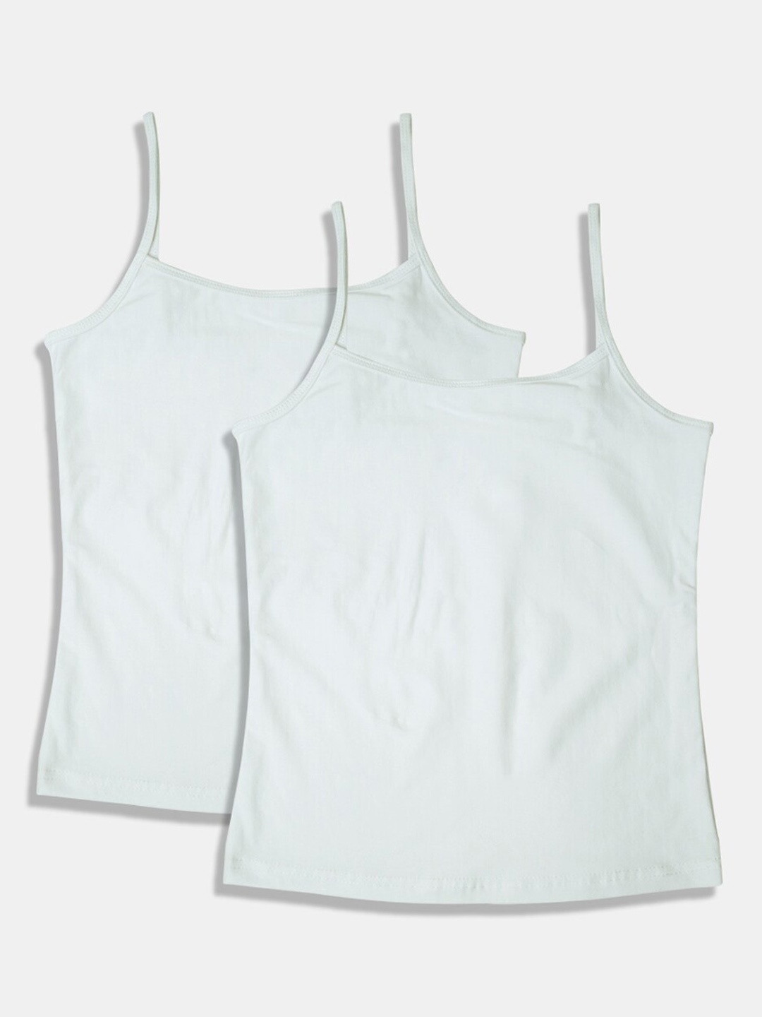 

Sillysally Girls Pack Of 2 Non Padded Adjustable Straps Camisoles, White
