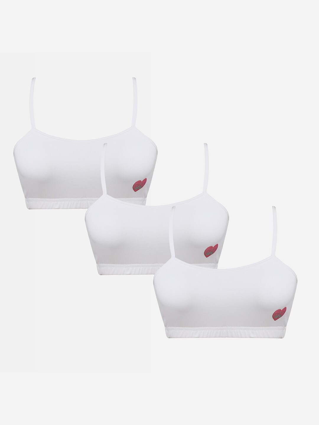 

Sillysally Girls Pack of 3 Seamless Double Layer All Day Comfort Beginners Sports Bra, White