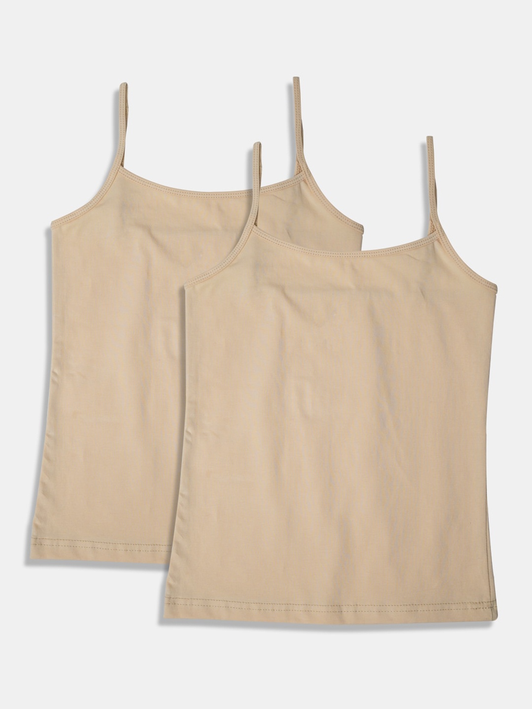 

Sillysally Girls Pack Of 2 Non Padded Adjustable Straps Camisoles, Nude