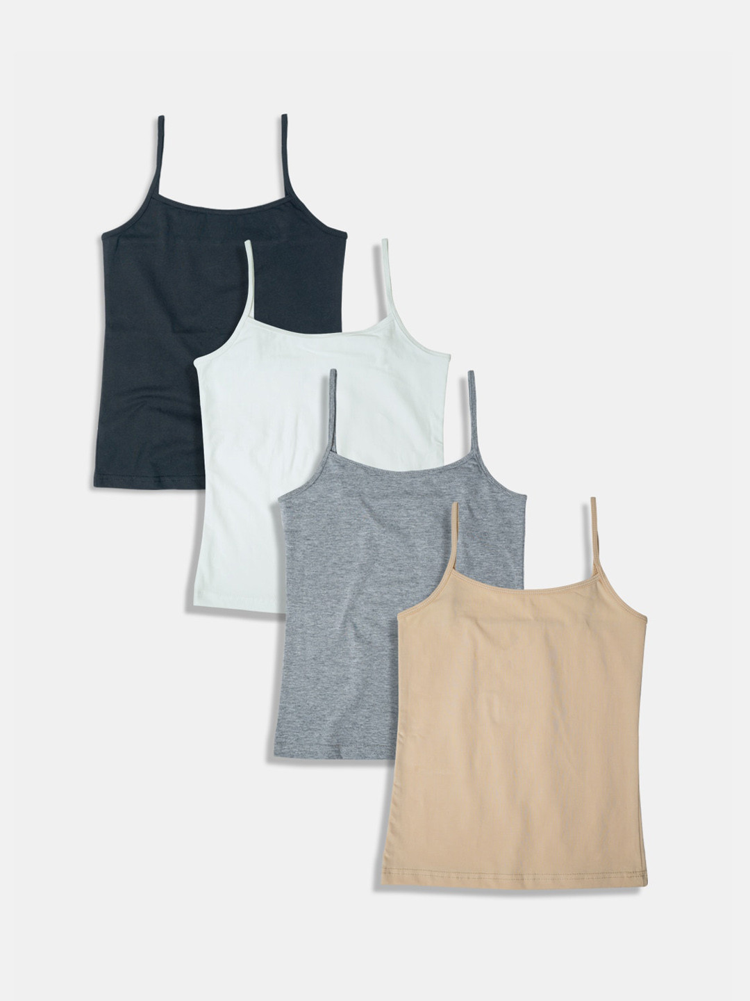 

Sillysally Girls Pack of 4 Non Padded Adjustable Straps Camisoles, Black