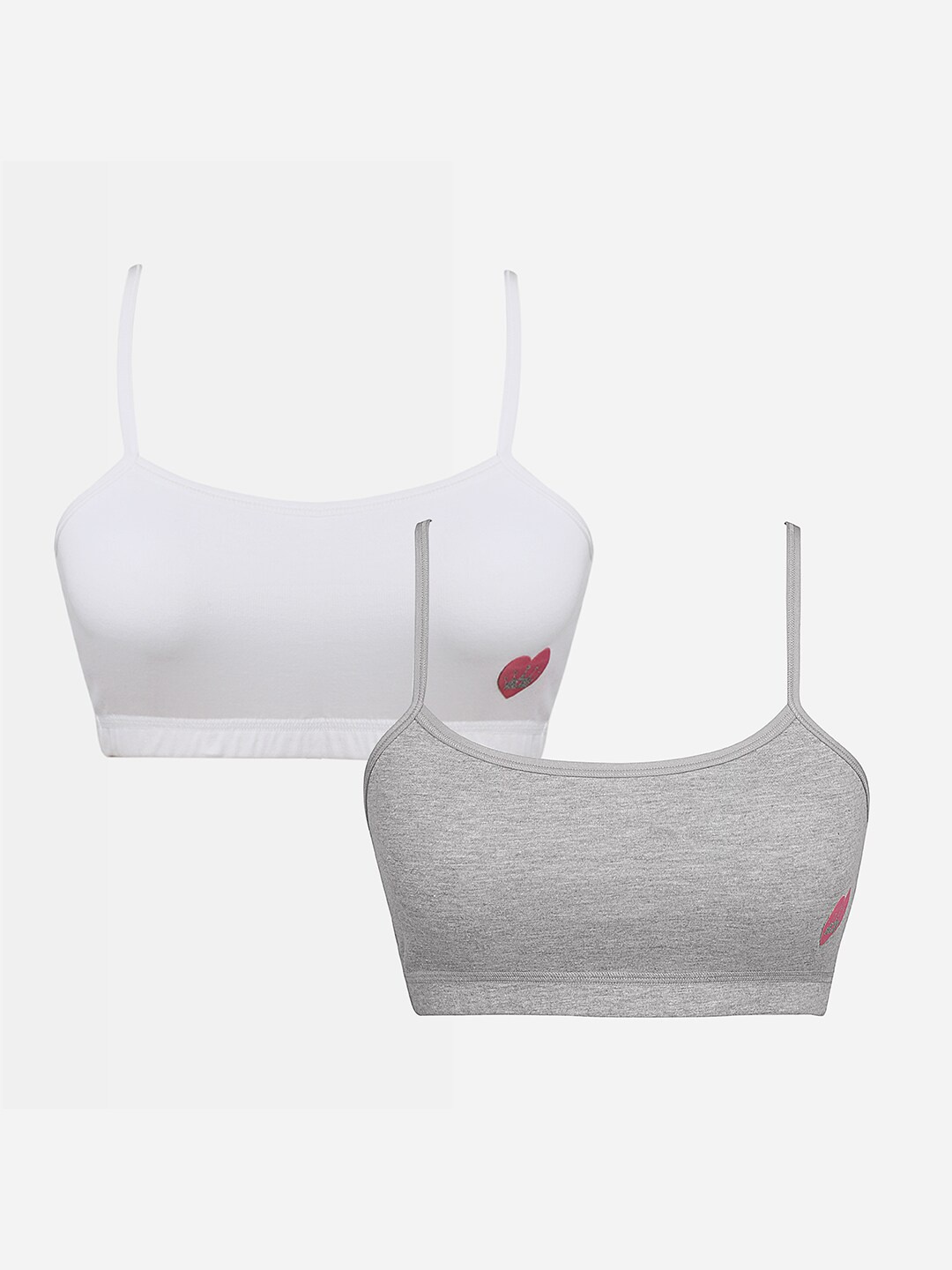 

Sillysally Girls Pack Of 2 Non Padded Seamless Sports Beginners Bra, White
