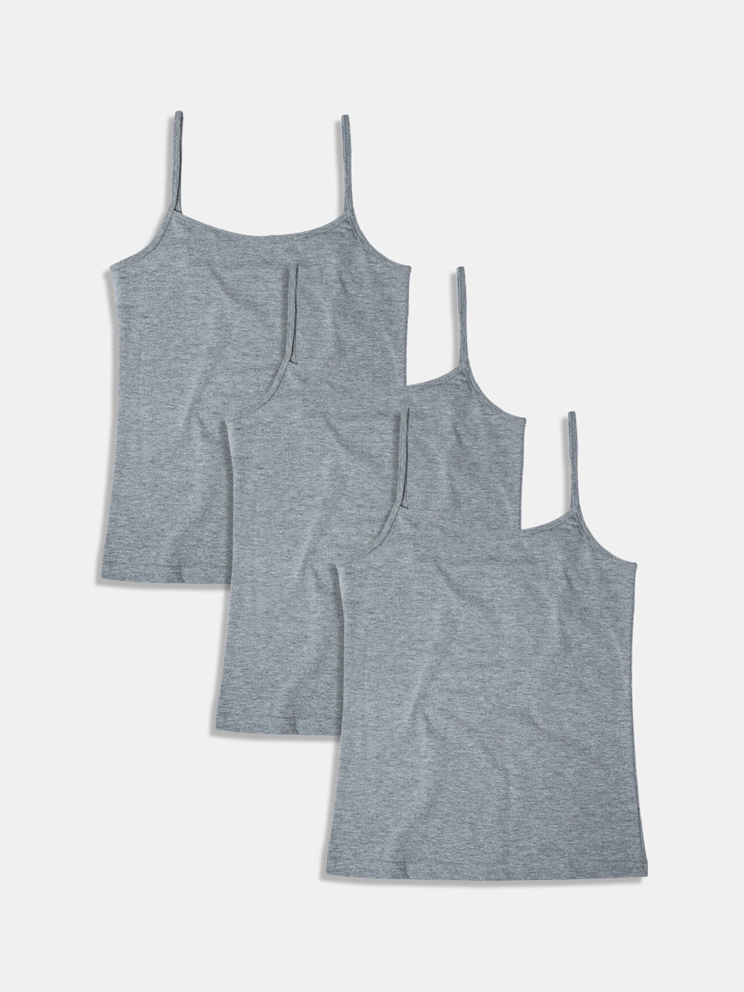 

Sillysally Girls Pack Of 3 Non Padded Adjustable Straps Camisoles, Grey