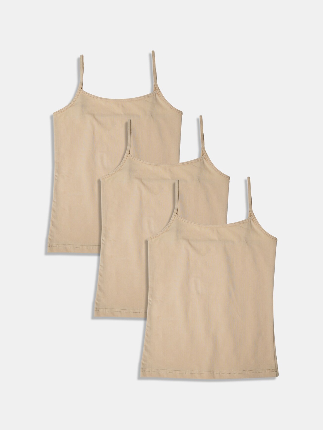 

Sillysally Girls Pack Of 3 Non Padded Adjustable Straps Camisoles, Nude
