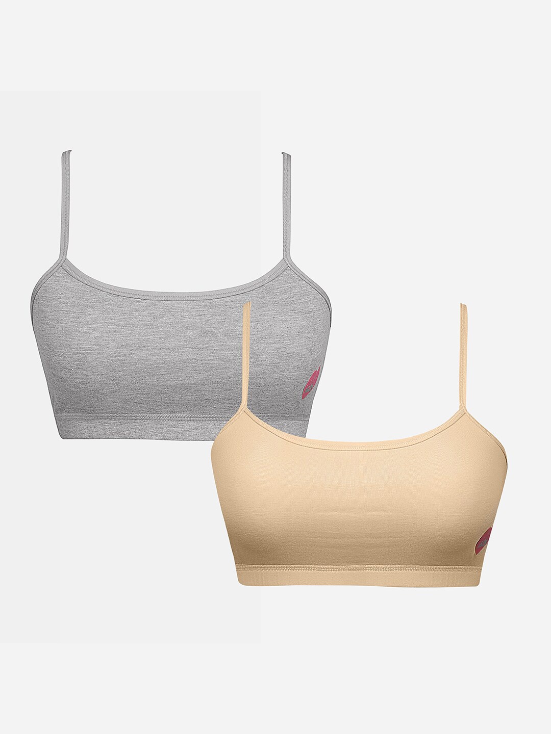 

Sillysally Girls Pack of 2 Seamless Double Layer All Day Comfort Beginners Sports Bra, Nude