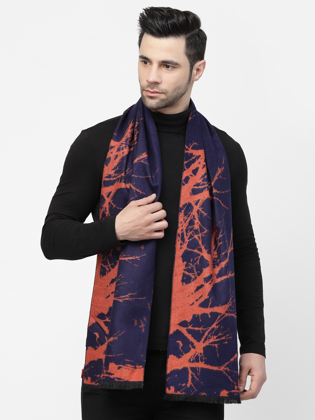 

Calvadoss Men Tie-Dye Printed Muffler, Navy blue