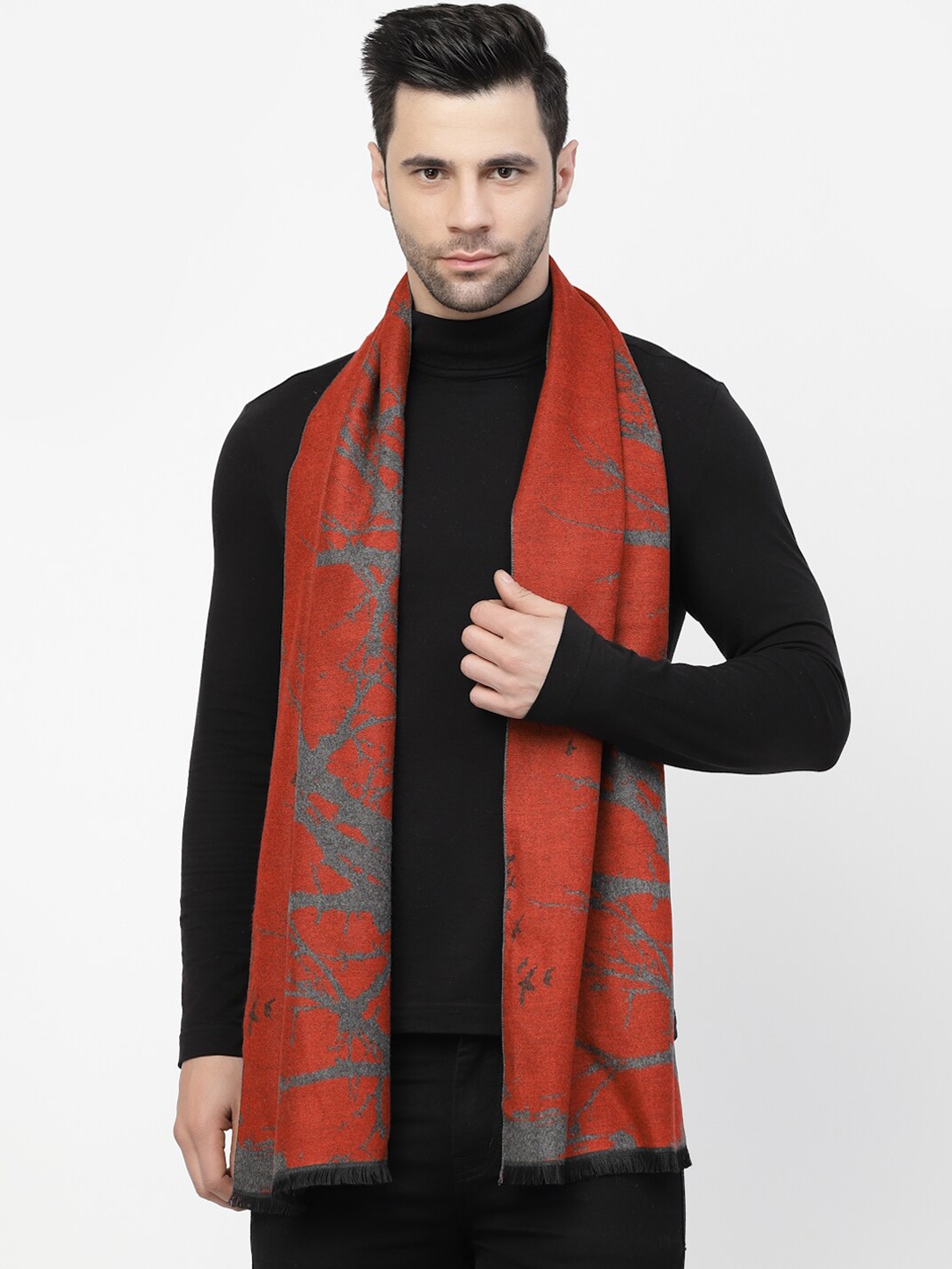 

Calvadoss Men Abstract Printed Long-Fit Mufflers, Grey