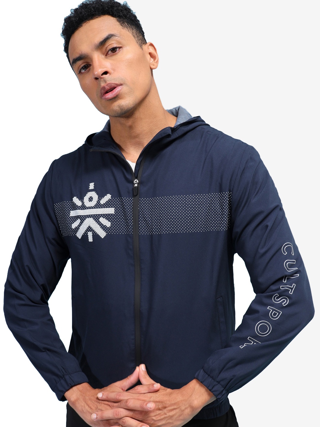 

CULT Men Printed Lightweight Sporty Jackets, Navy blue