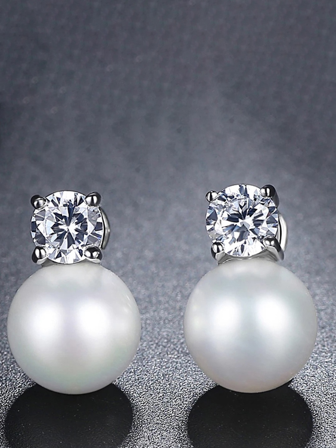 

Shining Diva Fashion Silver-Plated Contemporary Studs Earrings, White
