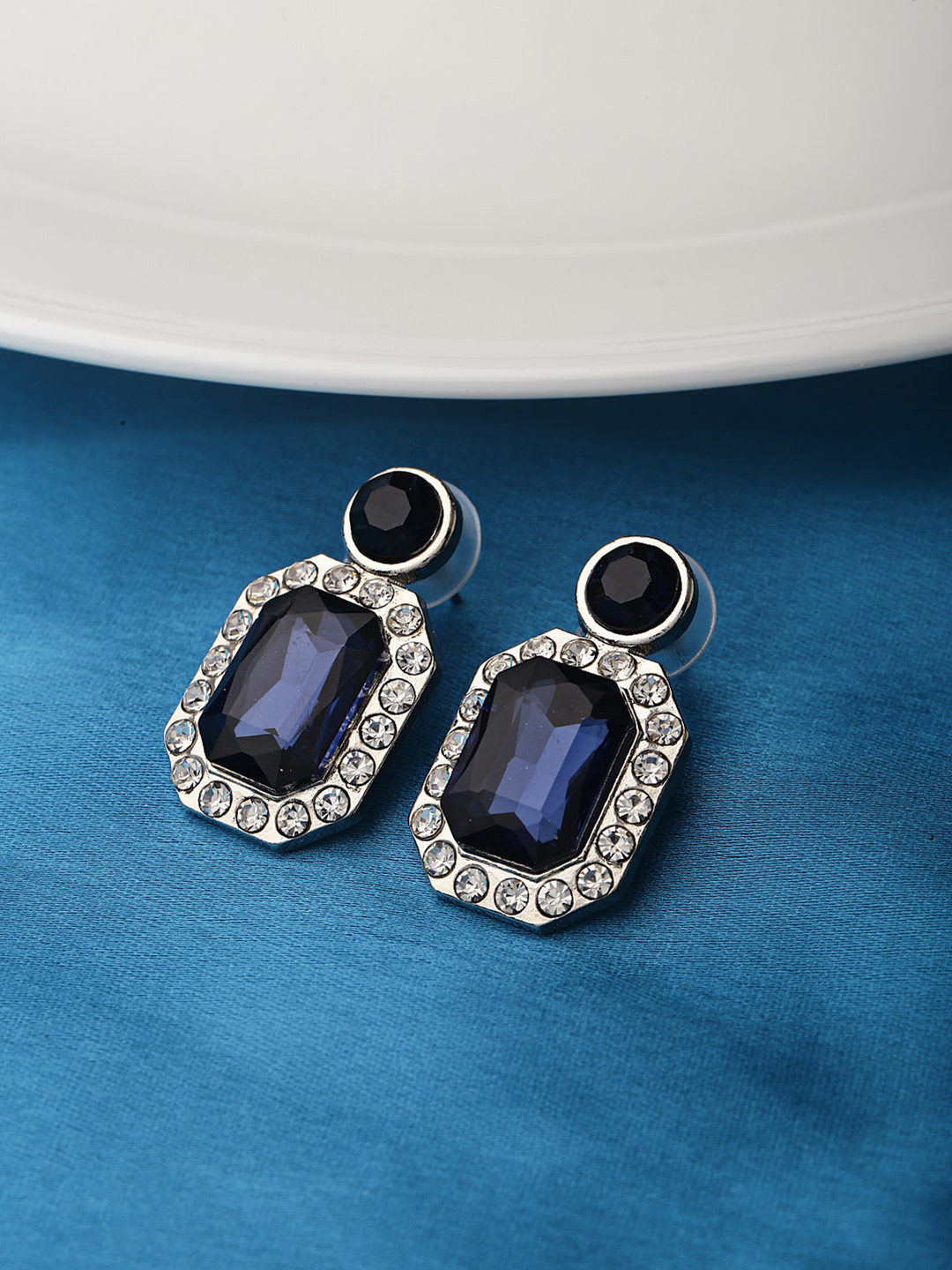 

Shining Diva Fashion Silver -Plated Contemporary Drop Earrings, Blue