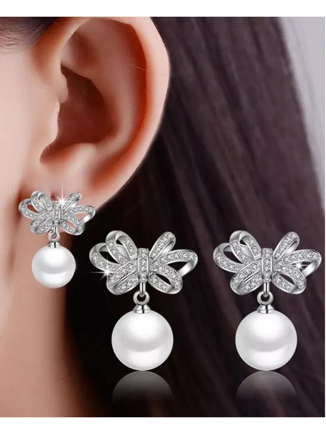 

Shining Diva Fashion Contemporary Drop Earrings, White