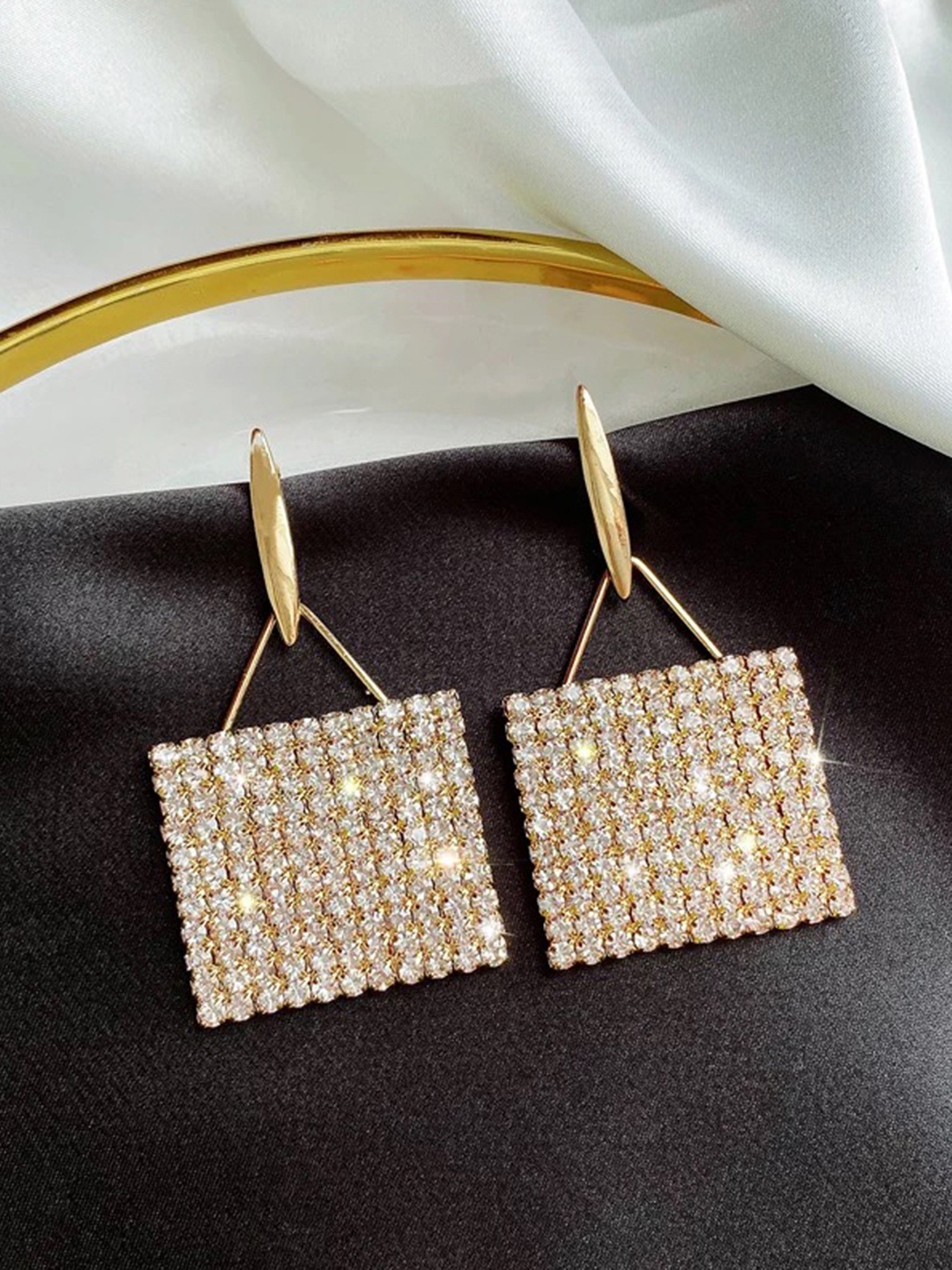 

Shining Diva Fashion Gold-Plated Square Drop Earrings, White