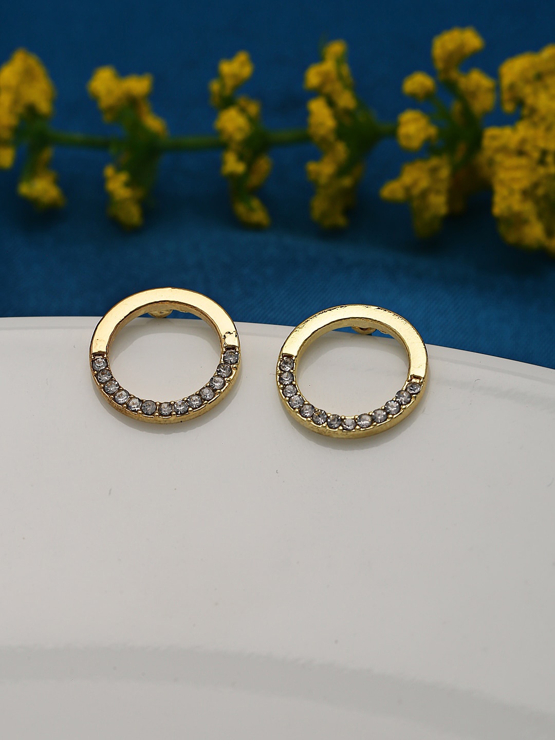 

Shining Diva Fashion Gold-Plated Contemporary Studs Earrings, White