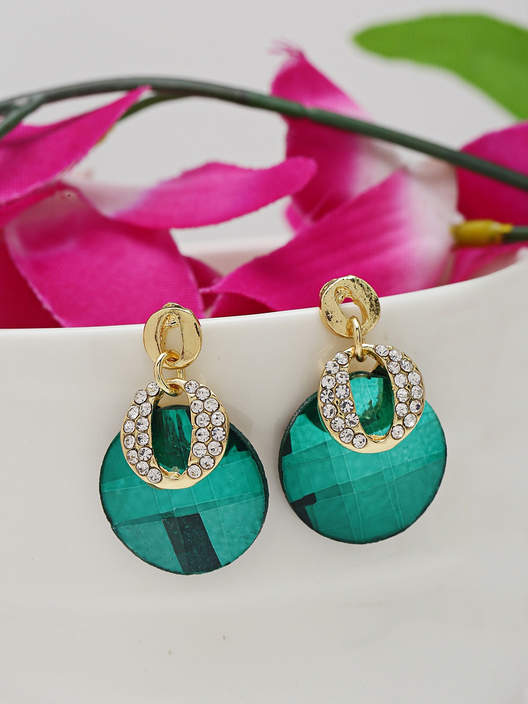 

Shining Diva Fashion Gold-Plated Contemporary Drop Earrings, Green
