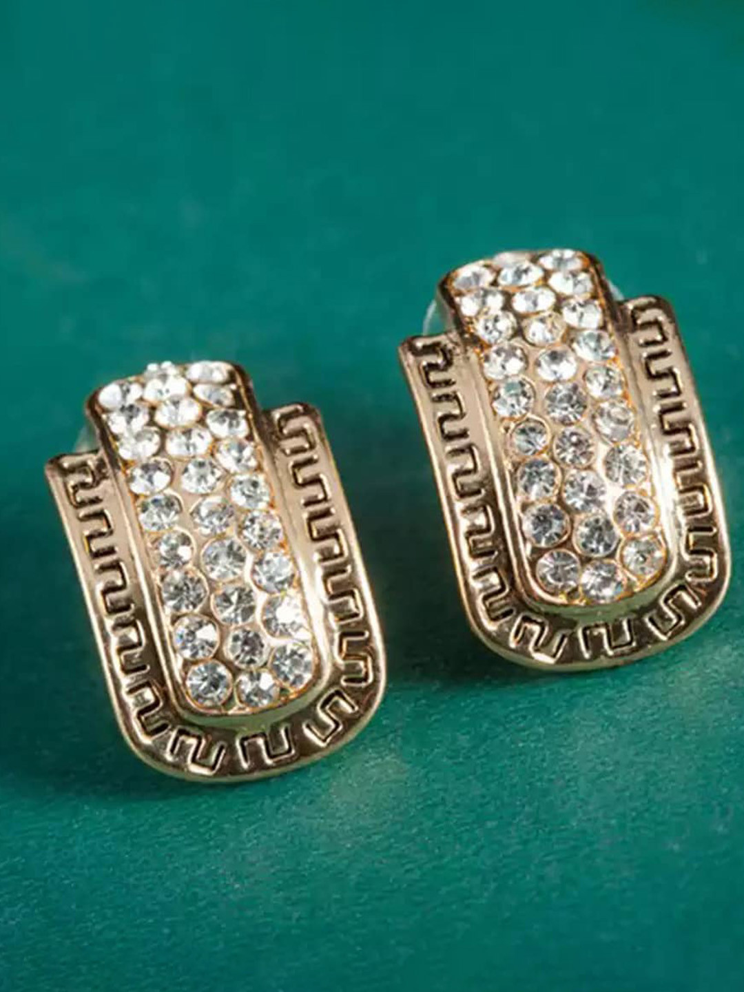 

Shining Diva Fashion Gold-Plated Contemporary Studs Earrings, White