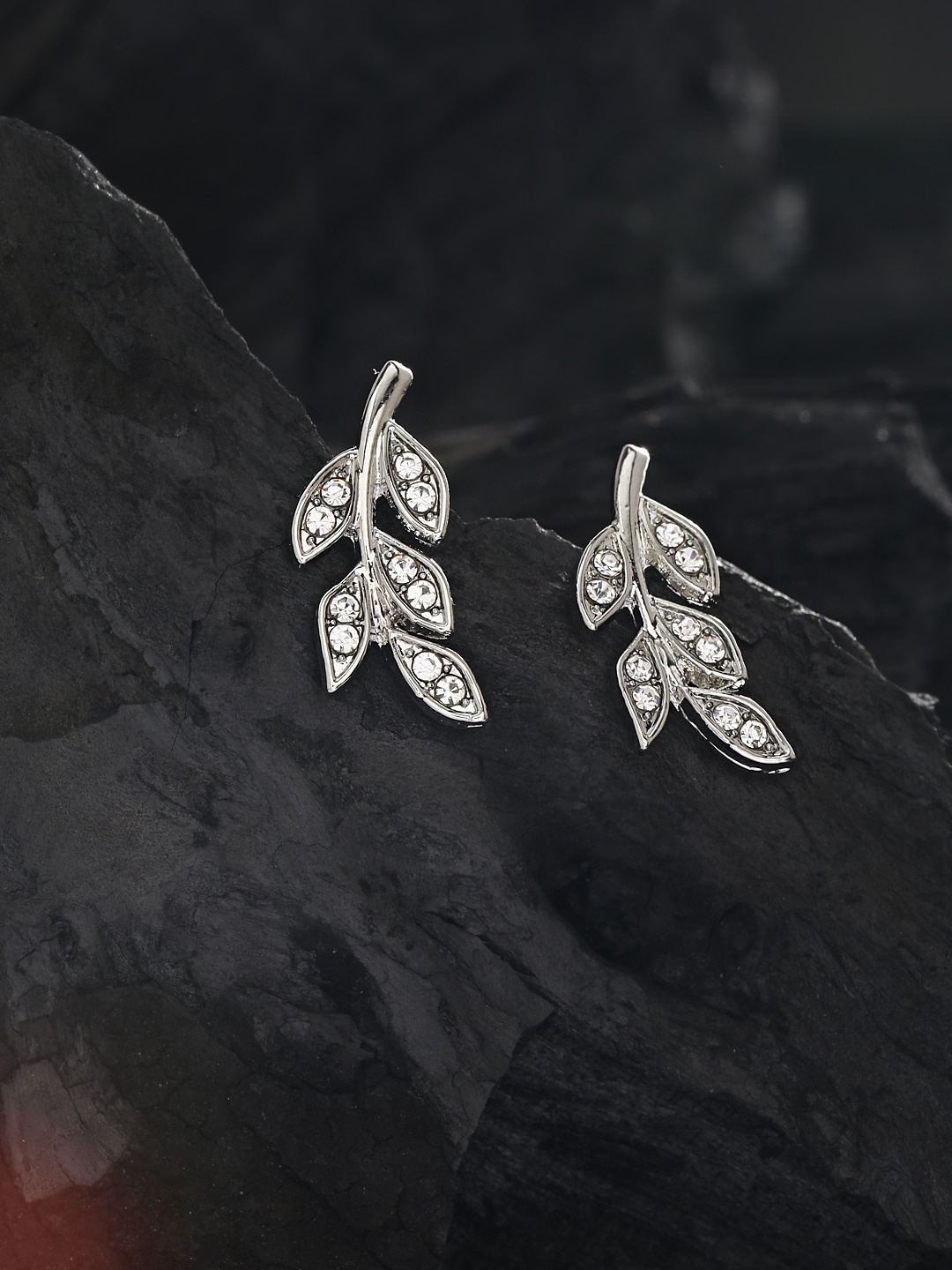 

Shining Diva Fashion Silver-Plated Floral Studs Earrings, White