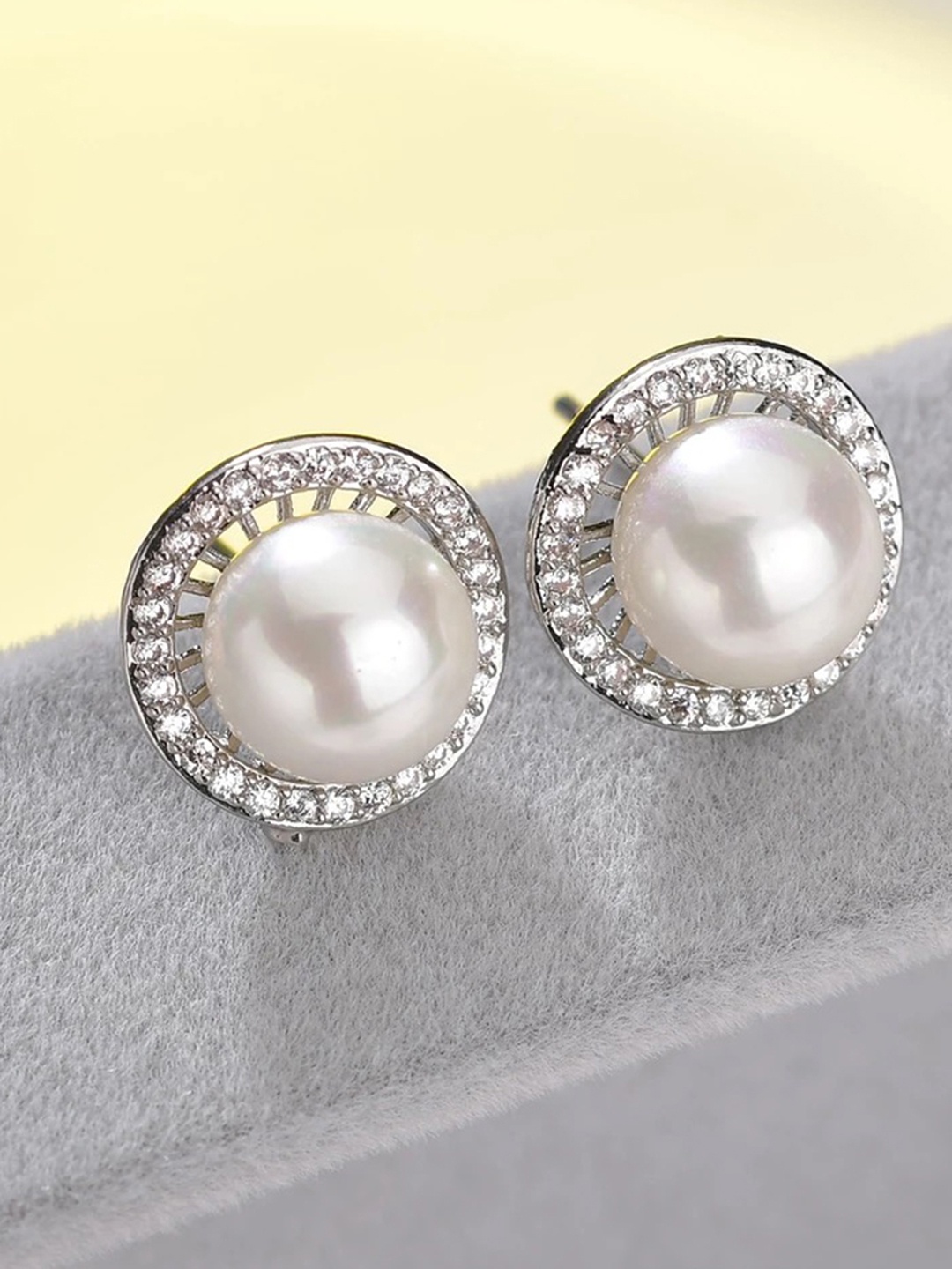 

Shining Diva Fashion Silver-Plated Contemporary Studs Earrings, White