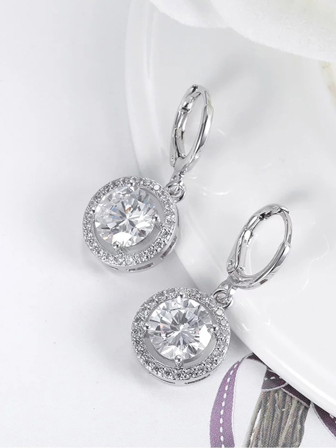 

Shining Diva Fashion Silver-Plated Metal Contemporary Drop Earrings, White