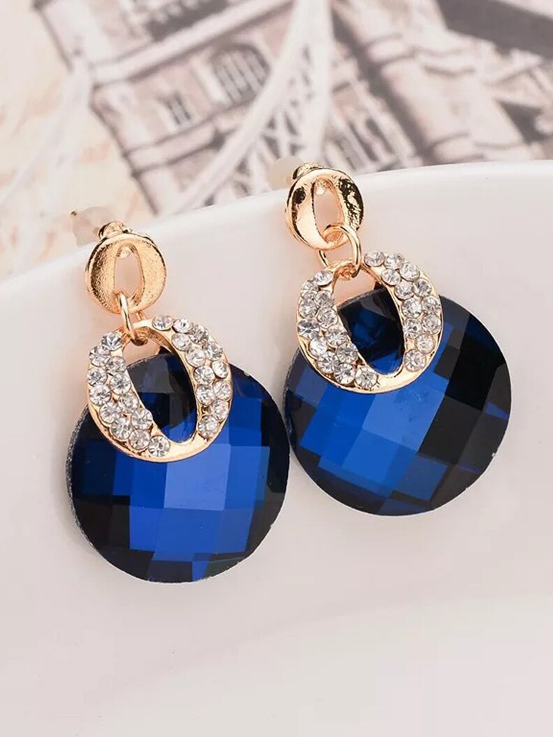 

Shining Diva Fashion Gold-Plated Contemporary Drop Earrings, Blue