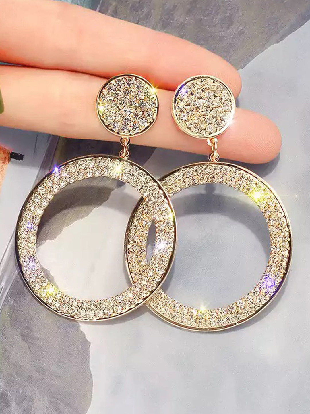 

Shining Diva Fashion Gold-Plated Contemporary Drop Earrings, White