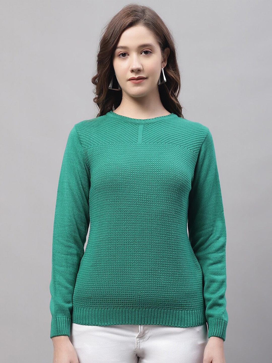 

Cantabil Women Round Neck Acrylic Pullover, Green