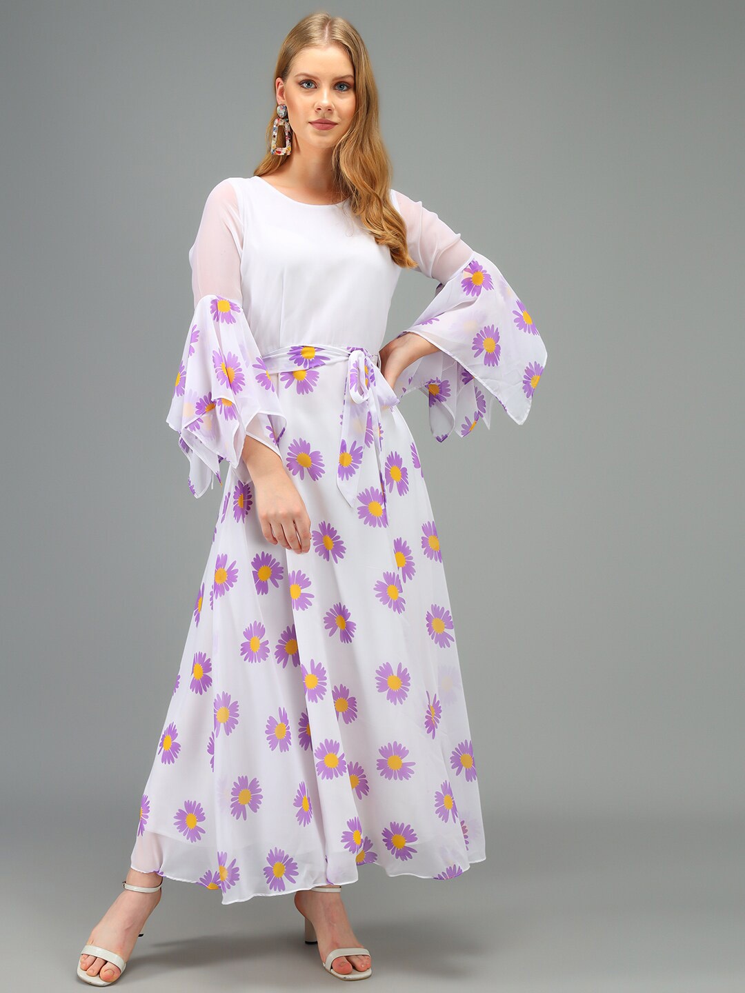 

Kannan Floral Printed Georgette Maxi Dress, Purple
