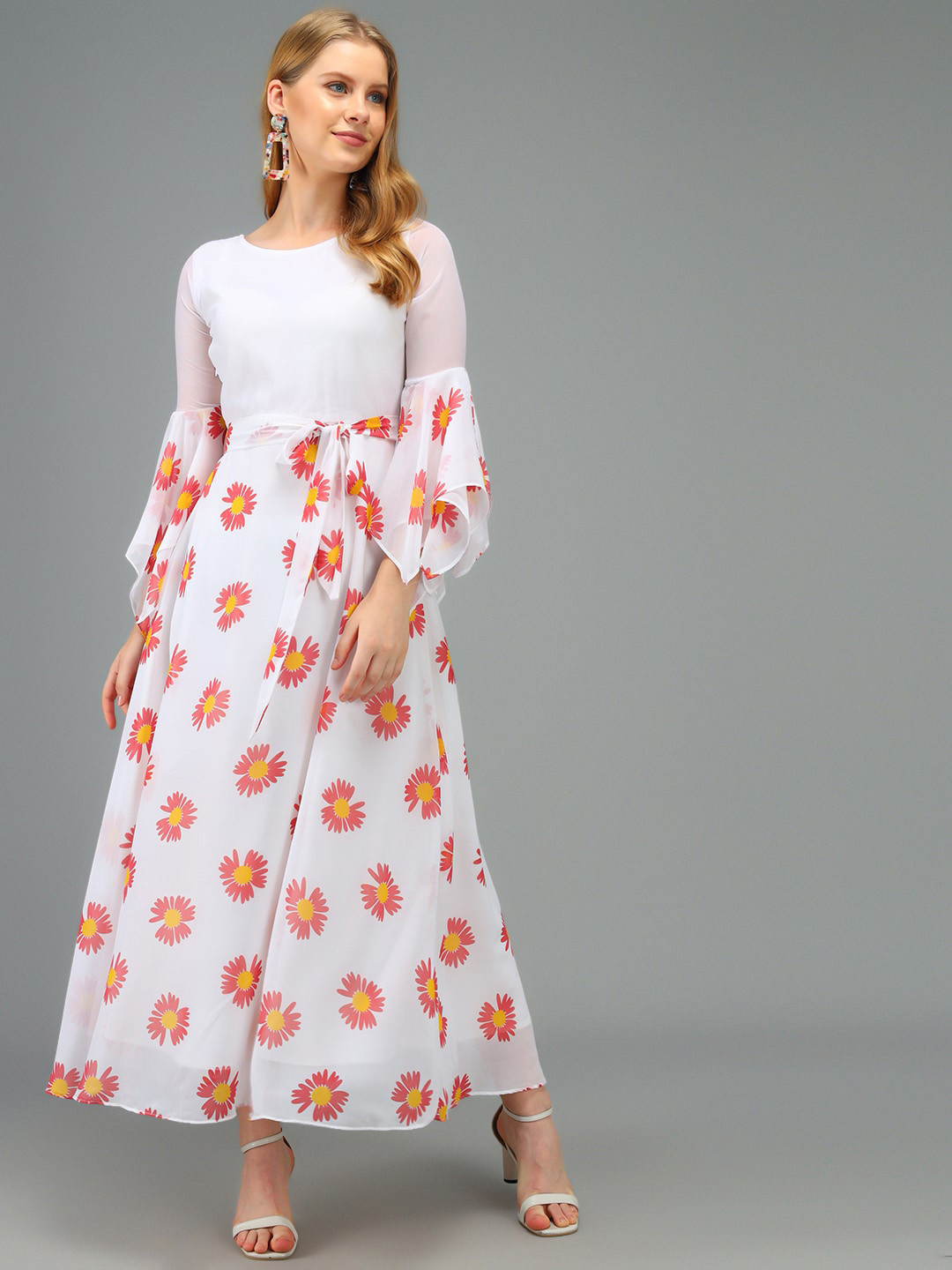 

Kannan Floral Printed Georgette Maxi Dress, Orange