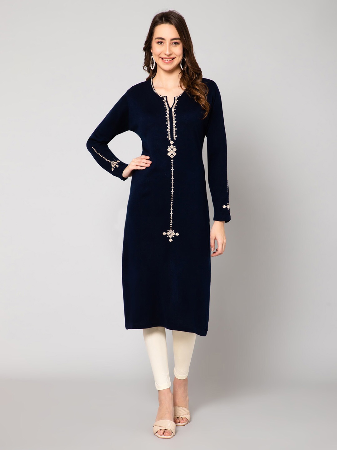 

Cantabil Women Long Sleeves Acrylic Kurta, Blue