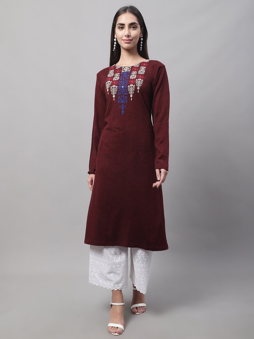

Cantabil Women Ethnic Motifs Yoke Design Acrylic Kurta, Maroon