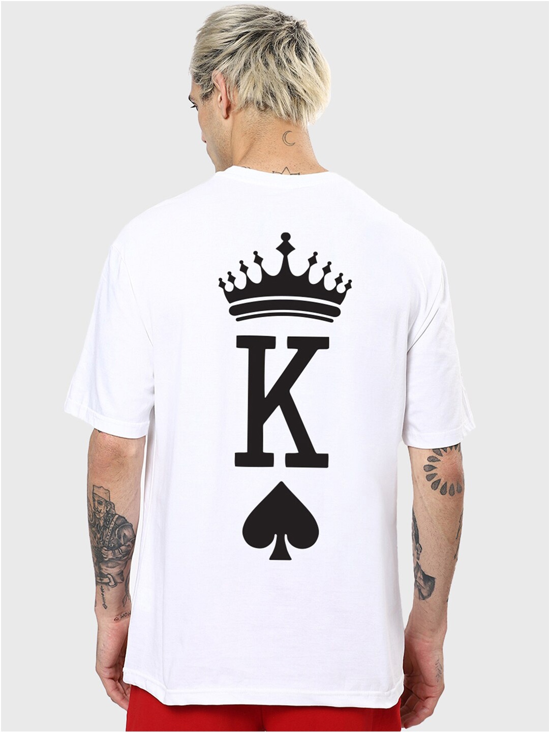 

Bewakoof Men Round Neck The King Typography Oversized Cotton T-shirt, White