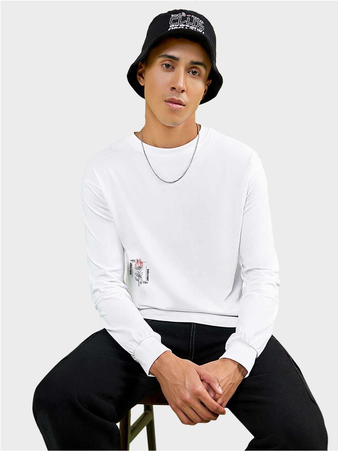 

Bewakoof Graphic Printed Cotton Oversized Fit T-shirt, White