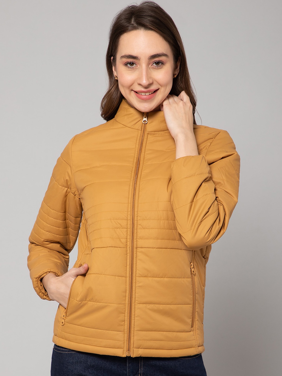

Cantabil Women Lightweight Padedd Jacket, Mustard