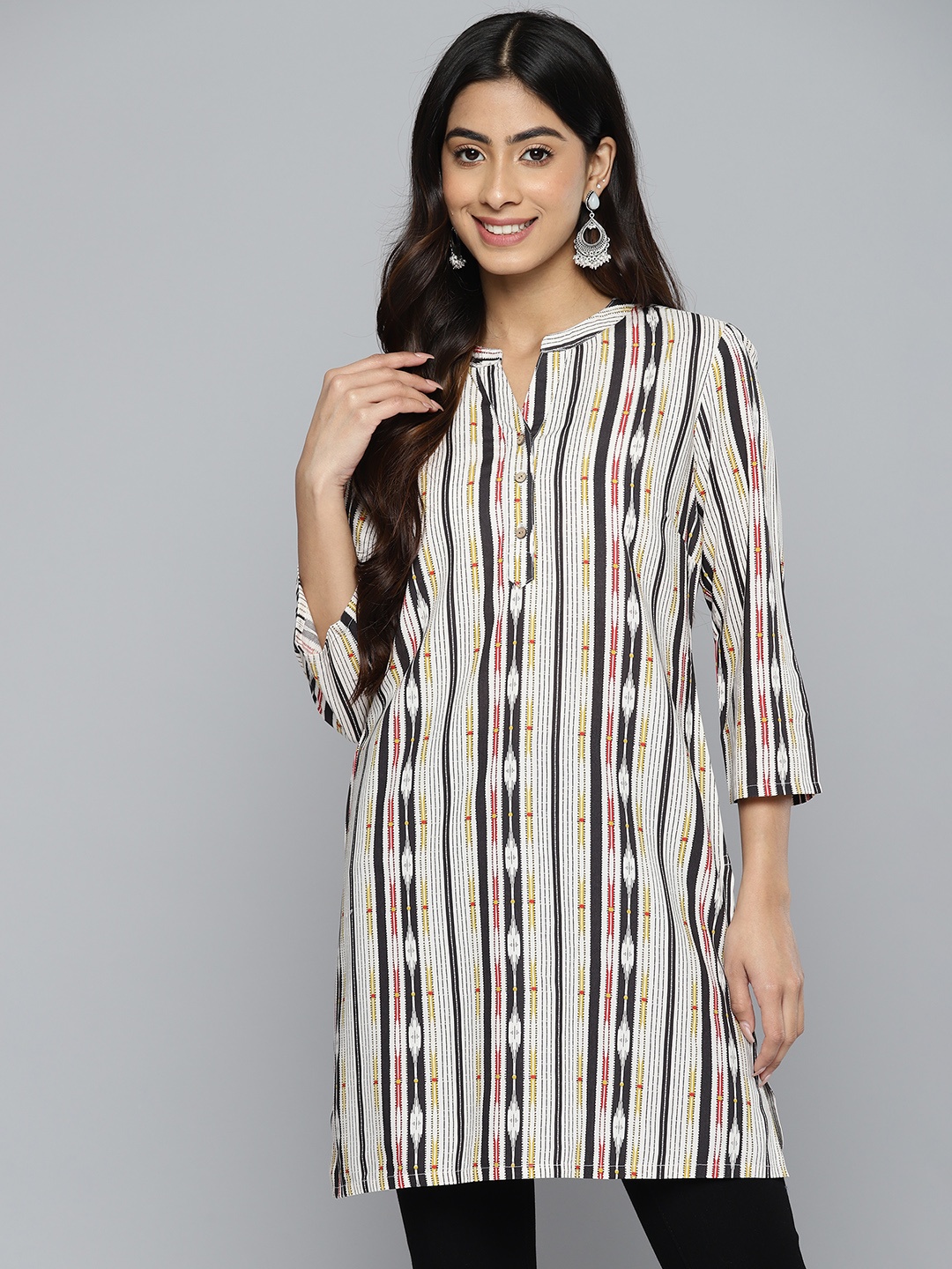 

HERE&NOW Vertically Striped Straight Kurti, White