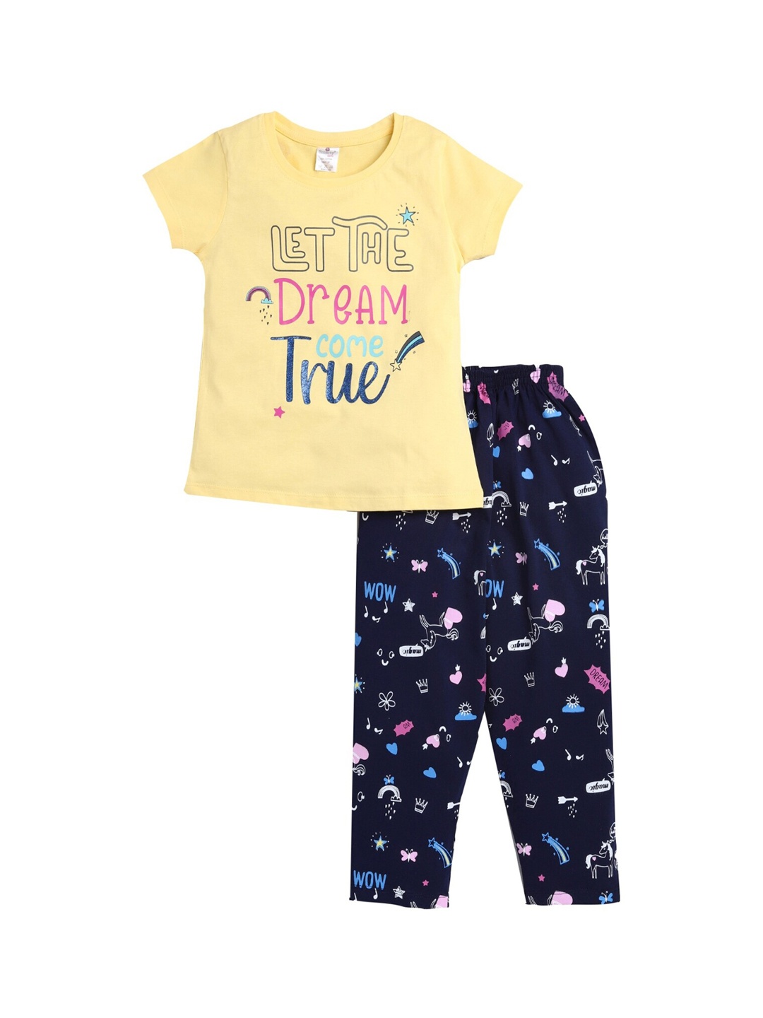 

Smarty Girls Typography Printed Pure Cotton Night Suit, Yellow