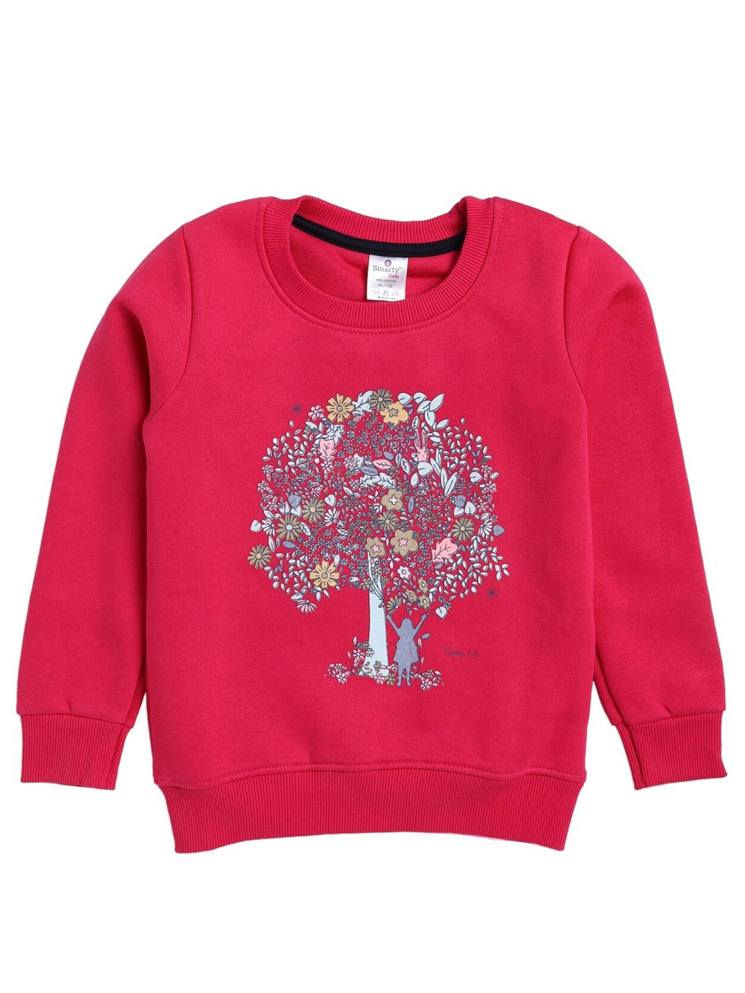 

Smarty Girls Floral Printed Cotton Pullover Sweatshirt, Pink